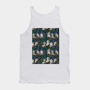 Ghosts Go Trick or Treating - Halloween Pattern - Dark Colors Tank Top